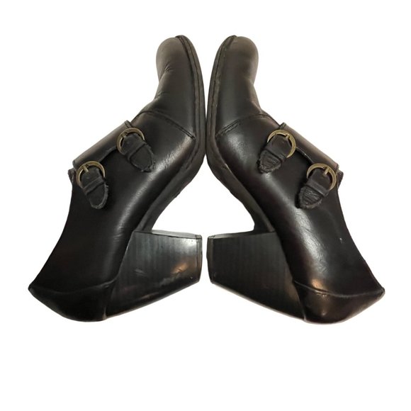 B.O.C. Leather Buckle Booties Black 5.5